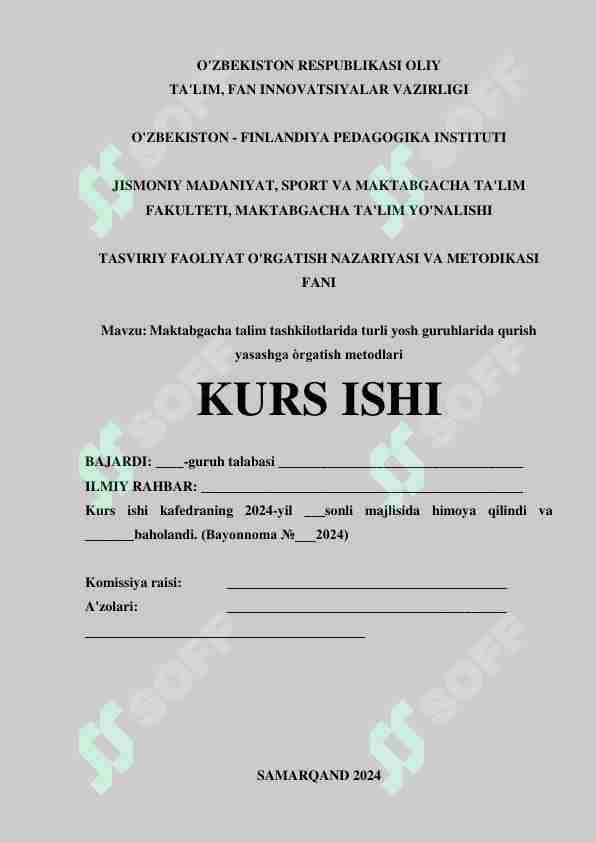 Maktabgacha talim tashkilotlarida turli yosh guruhlarida qurish yasashga òrgatish metodlari