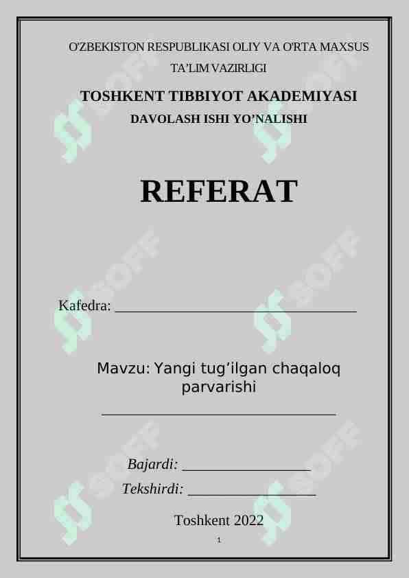 Yangi tug’ilgan chaqaloq parvarishi