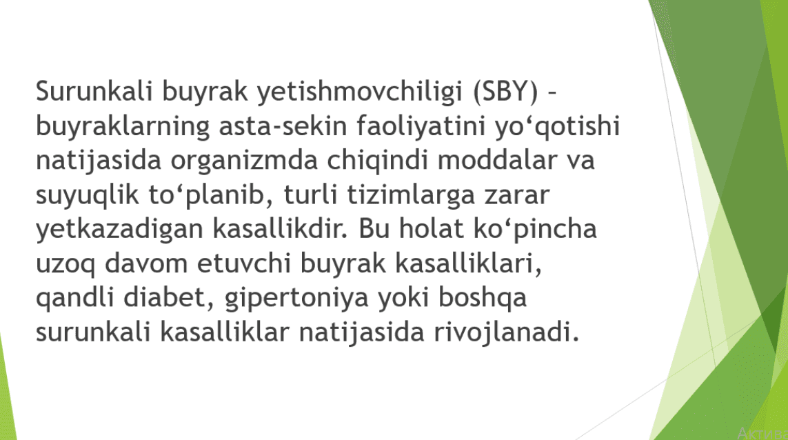 Surunkali buyrak yetishmovchiligi