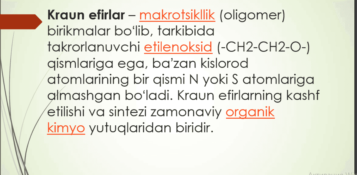 Kraun efirlari dori vositalari sifatida