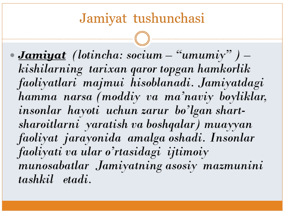 MAVZU: JAMIYAT VA INSONNING FALSAFIY MUAMMOLARI