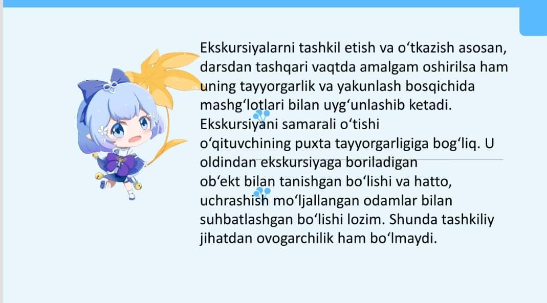Matematikadan ekskursiyalar, ertaliklar , o‘yinlar tayyorlash va o‘tkazish metodikasi