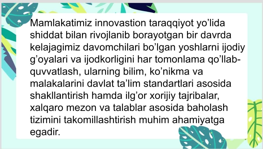 Milliy o’quv dasturi(M1,M2,M3,M4) kompetensiyalar mazmuni.O’tkazilgan xalqaro baholash dasturlarida taqdim etilgan topshiriqlar tahlili