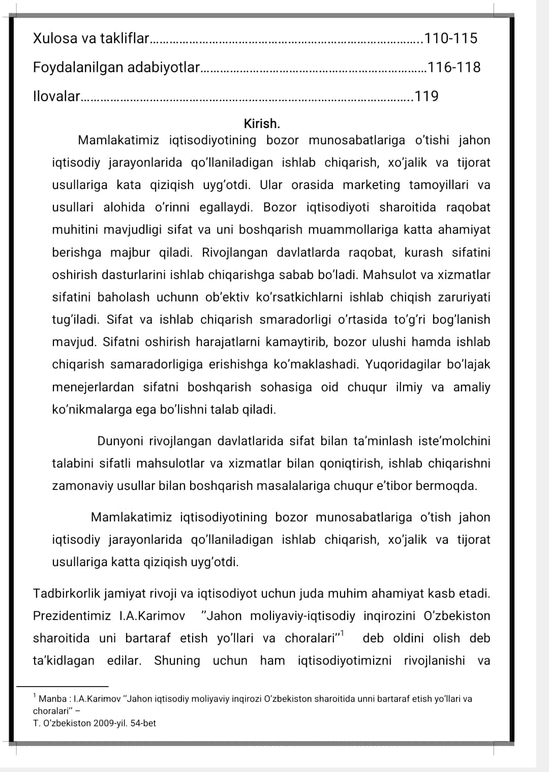 Ishlab chiqarish korxonalarida sifatni boshqarish tizimini takomillashtirish BITIRUV MALAKAVIY ISHI mavzusidan bitiruv malakaviy ish