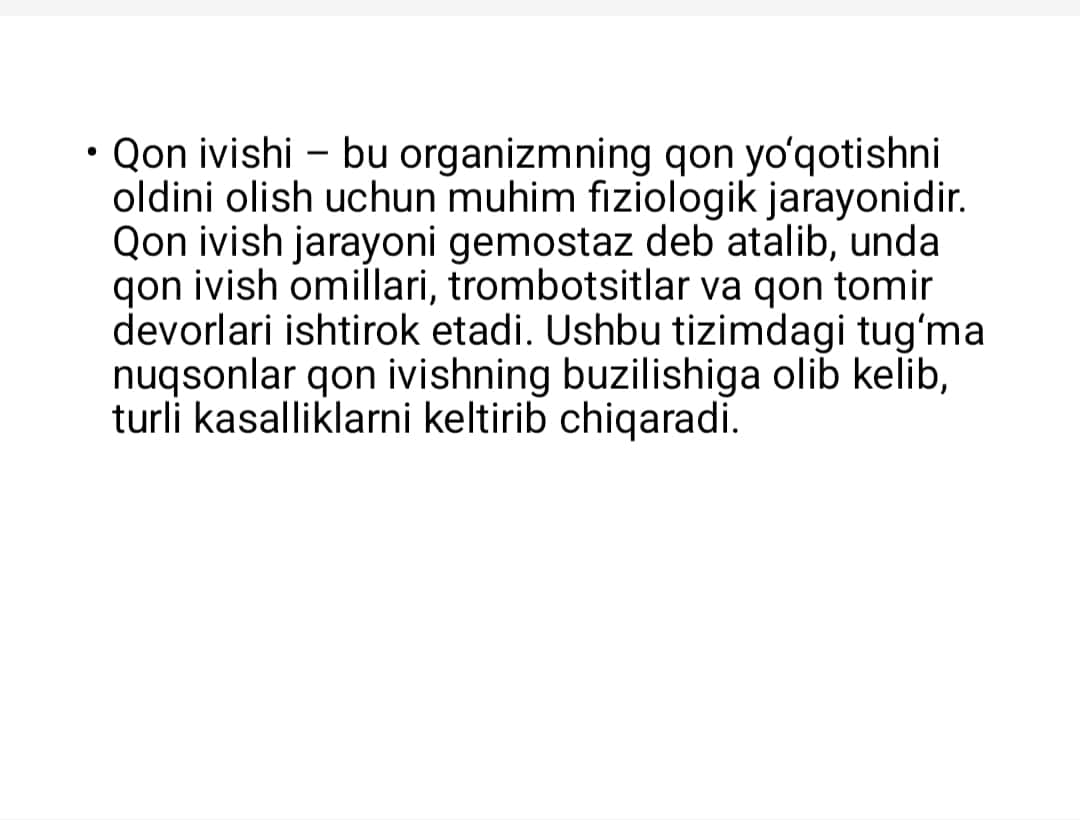 Qon ivish omillarining tug‘ma kasalliklari