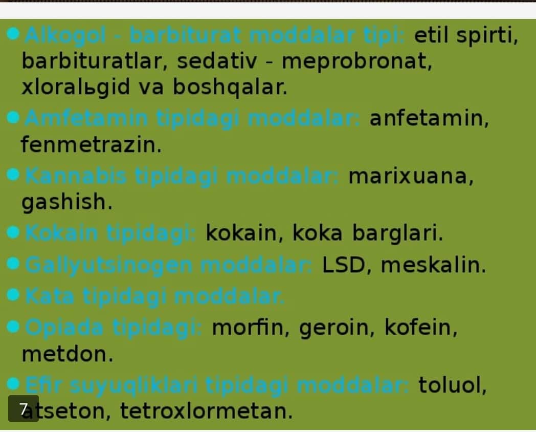 Narkomaniya, Giyohvandlik.Narkotik dori vositalari