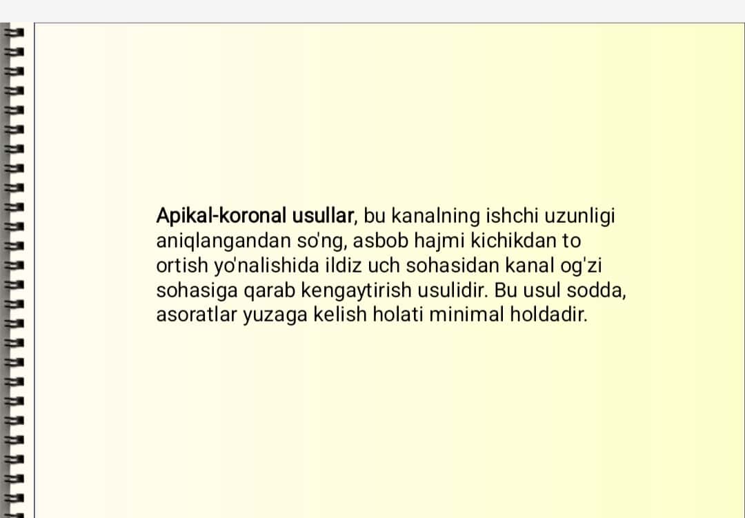 Ildiz kanalini apikal-koranal kengaytirish usullari