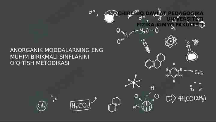 Anorganik moddalarning eng muhim birikmali sinflarini o'qitish metodikasi