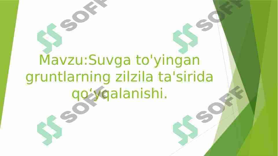 Suvga to'yingan gruntlarning zilzila ta'sirida qoʻyqalanishi.