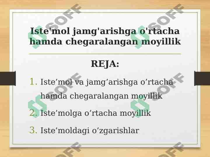 Iste'mol jamg'arishga o'rtacha hamda chegaralangan moyillik