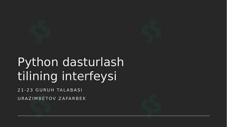 Python dasturlash tilining interfeysi.