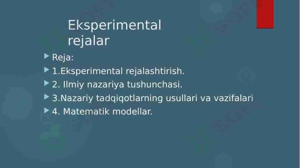 Eksperimental rejalar