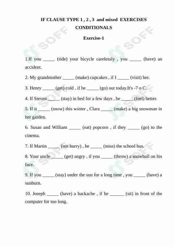 CONDITIONALS EXERCISES