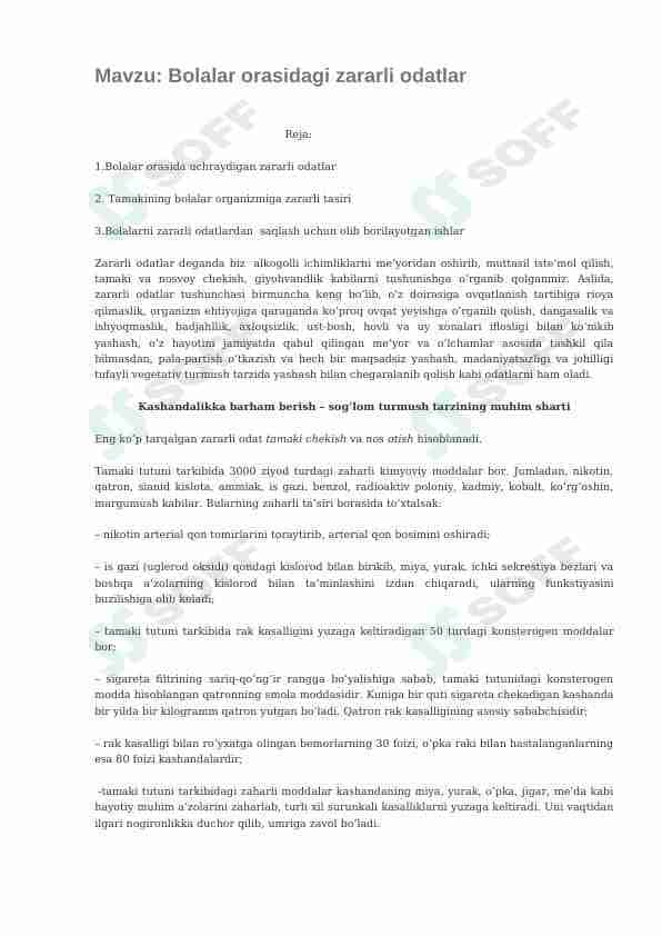 Bolalar orasidagi zararli odatlar