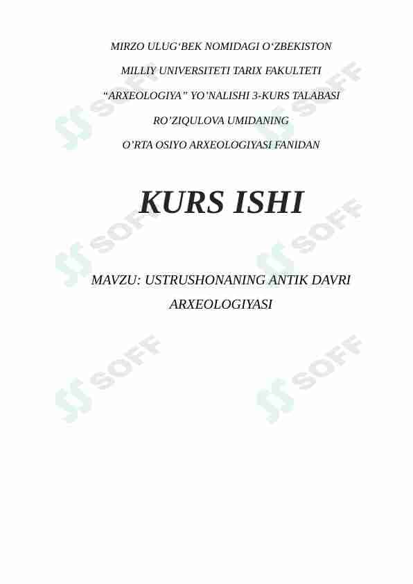 USTRUSHONANING ANTIK DAVRI ARXEOLOGIYASI