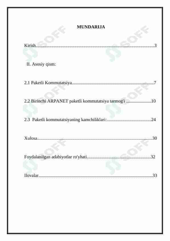 Informatika Paketlar kommutatsiyasining rivojlanishi