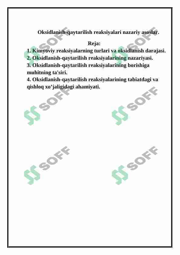 Oksidlanish qaytarilish reaksiyalari