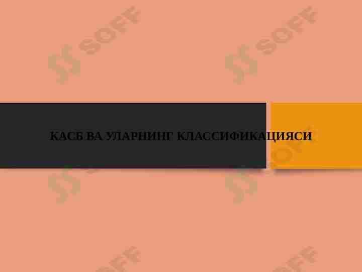 КАСБ ВА УЛАРНИНГ КЛАССИФИКАЦИЯСИ
