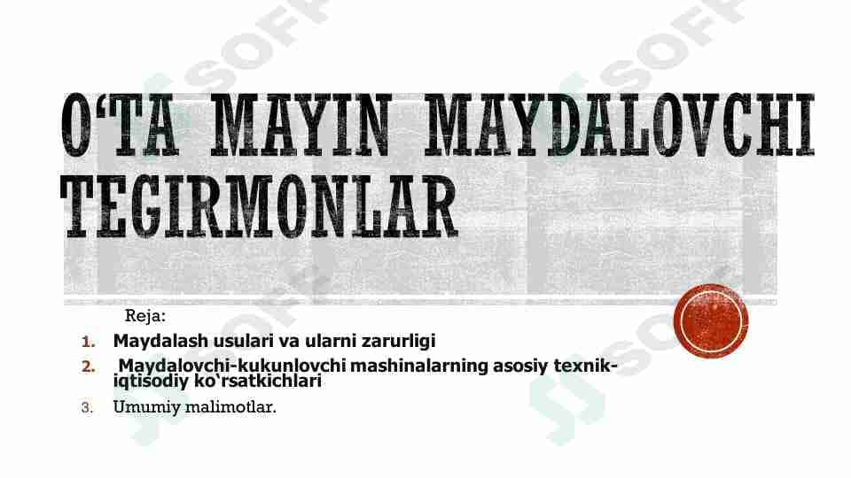 O‘ta mayin maydalovchibtegirmonlar
