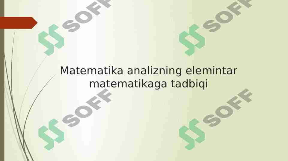 Matematika analizning elemintar matematikaga tadbiqi