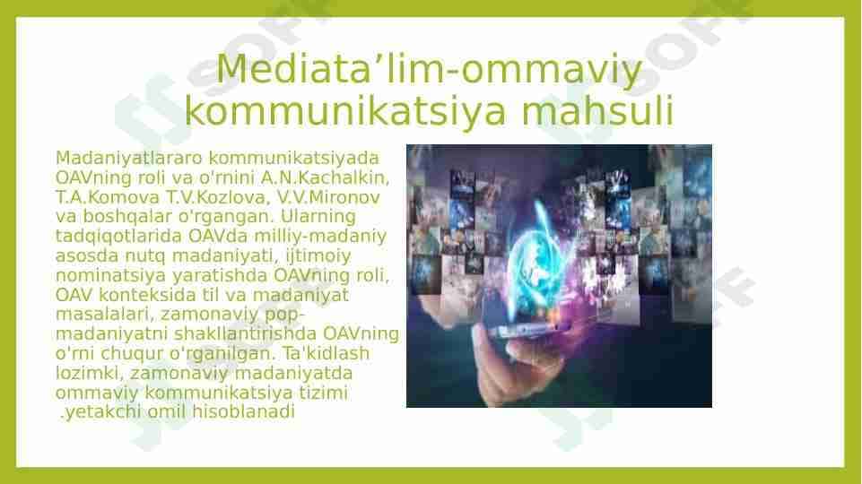 Mediata'lim-ommaviy kommunikatsiya mahsuli sifatida