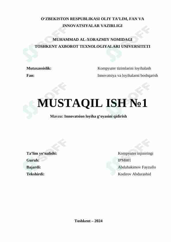 Innovatsion loyiha g‘oyasini qidirish