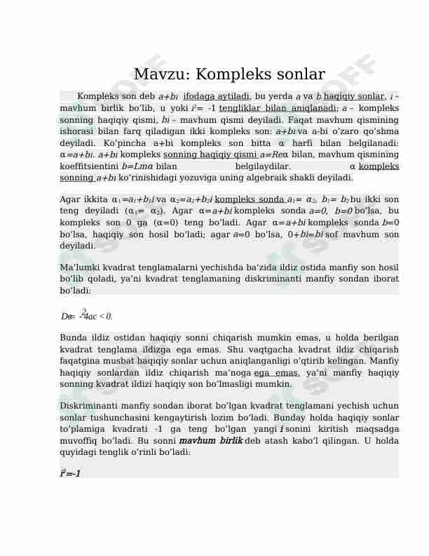 Kompleks sonlar