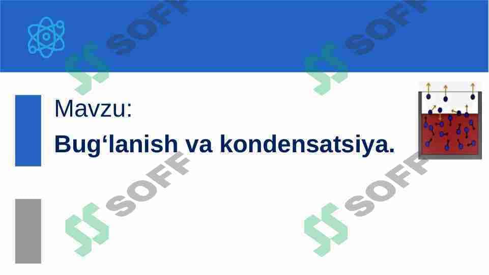 Bug'lanish va kondensatdiya