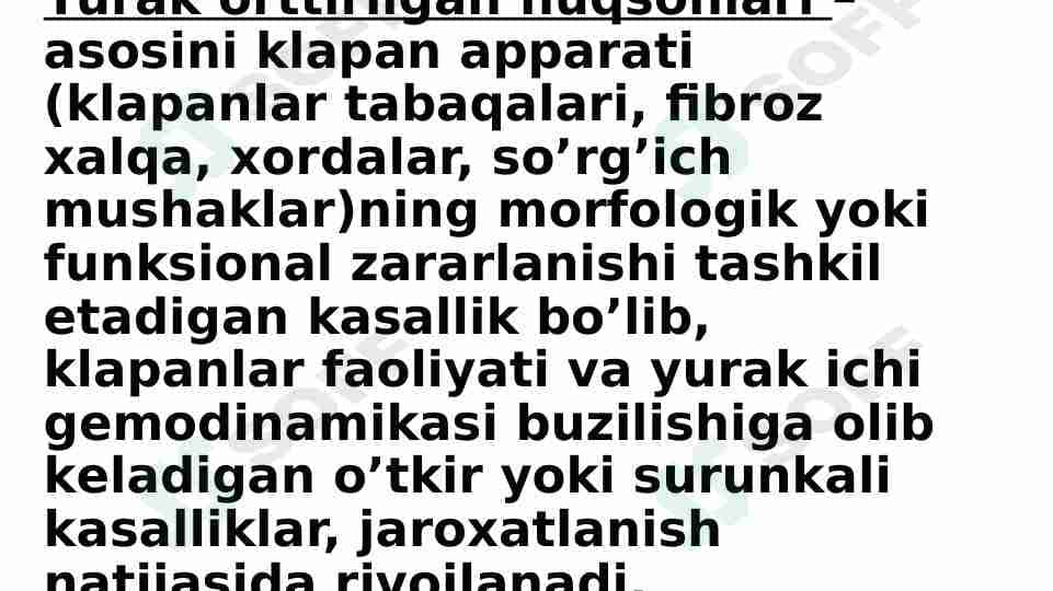 Yurak оrttirilgаn nuqsоnlаri