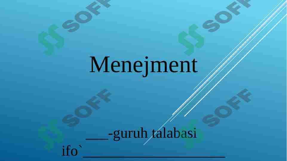 Menejment Menejer