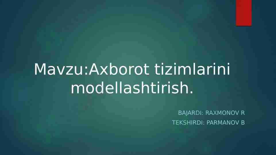 Axborot tizimlarini modellashtirish