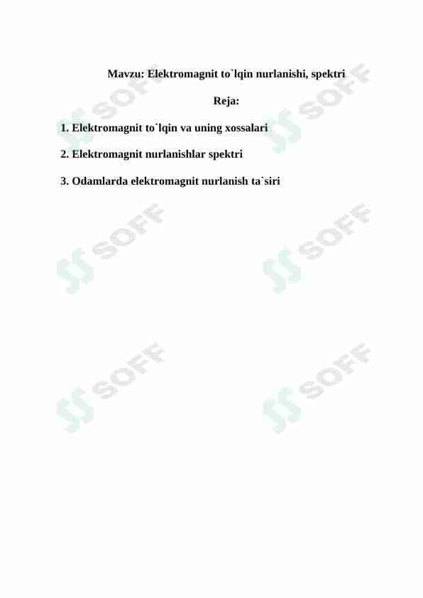elektromagnit to'lqin nurlanishi