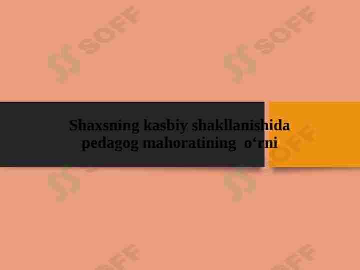 Shaxsning kasbiy shakllanishida pedagog mahoratining o‘rni