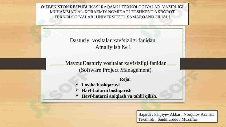 dasturiy vositalar xavfsizligi