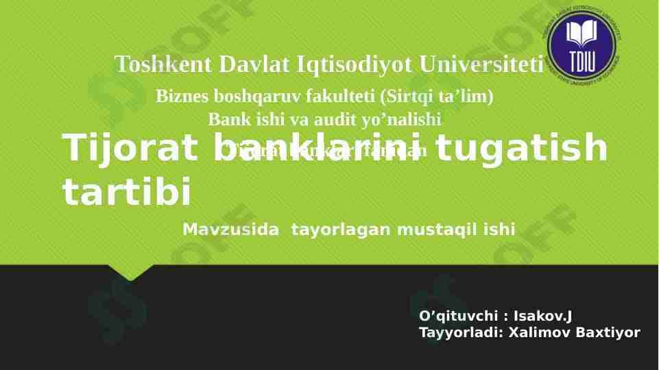 tijorat banklarini tugatish
