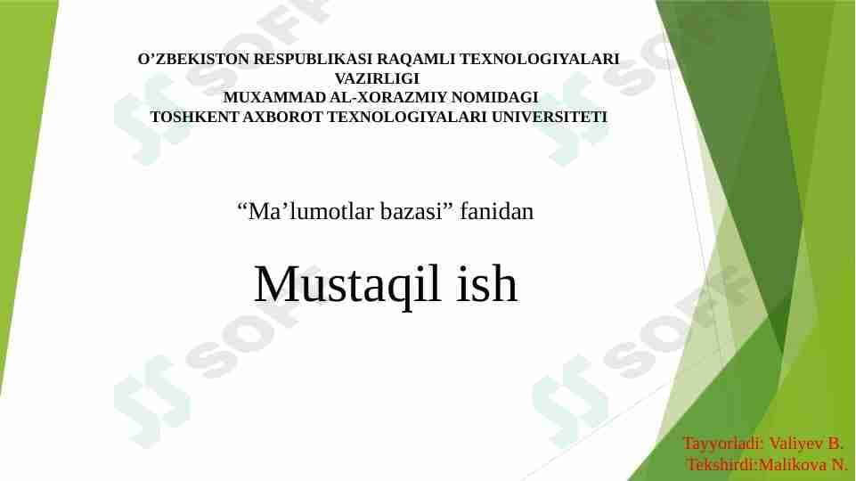XML va Ma’lumotlar bazasi