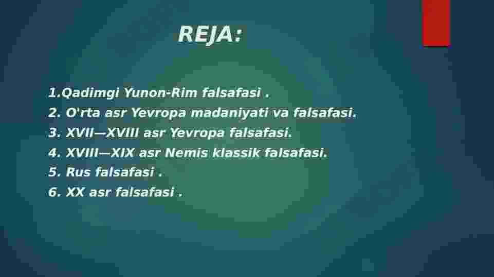 Falsafa taraqqiyot bosqichlari.