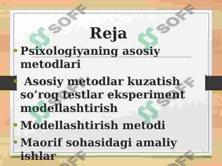 Psixologiyaning asosiy metodlari