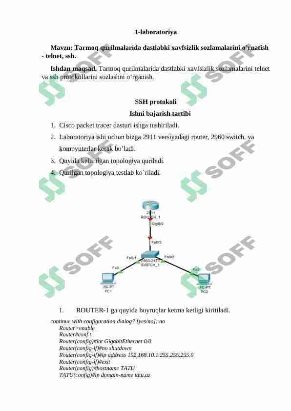 Tarmoqdan 1-2-3 laboratoriya ishlari