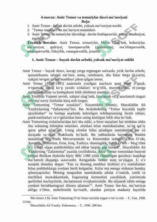 Amir Temur va temuriylar davri ma’naviyati