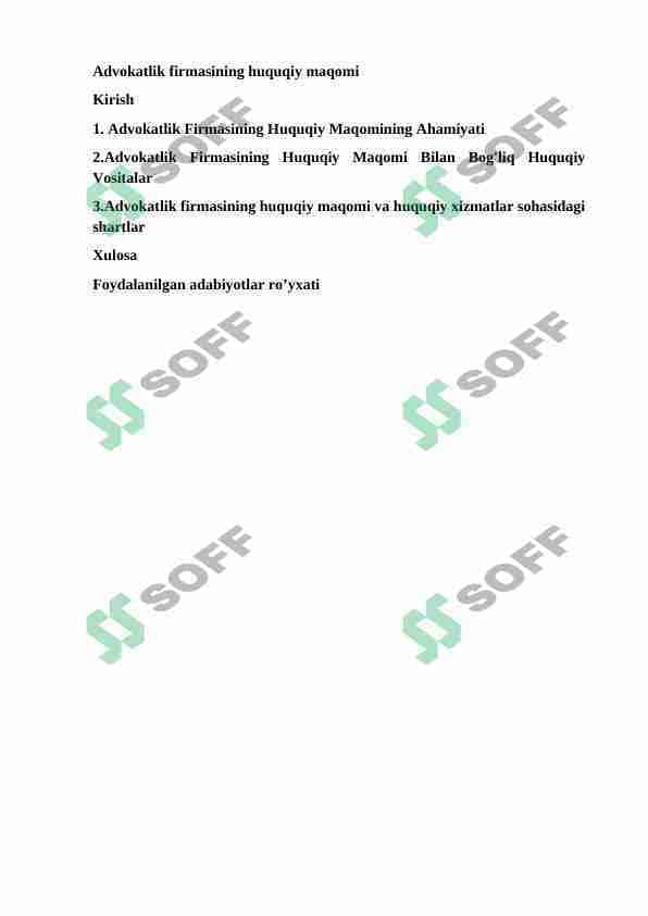 Advokatlik firmasining huquqiy maqomi