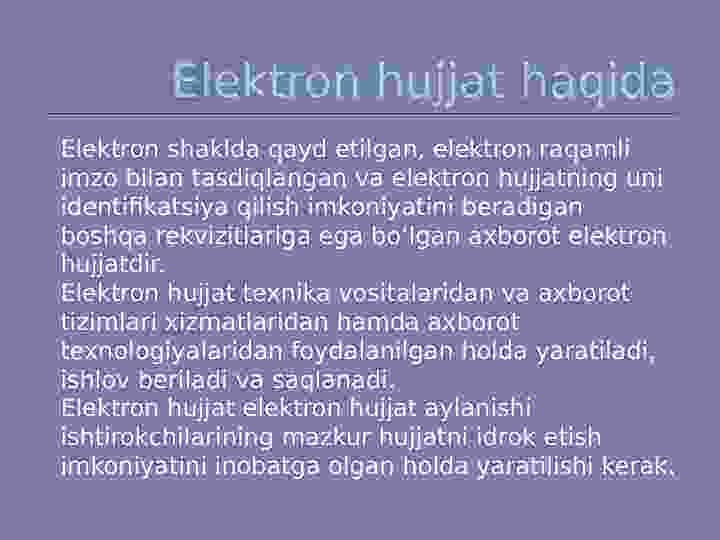 Elektron hujjatlar yetkazib berish metodikasi