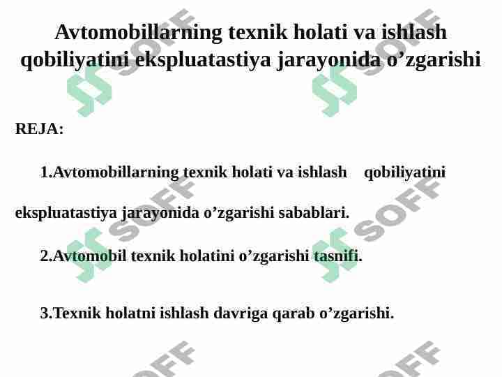Avtomobillarning texnik holati