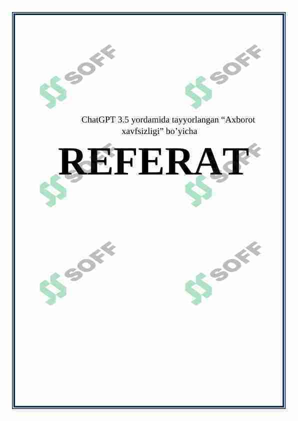 Axborot xavfsizligi bo'yicha referat