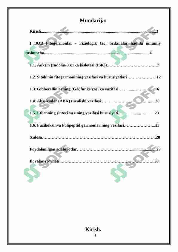 FITOGORMONLAR - FIZIOLOGIK FAOL MODDALAR