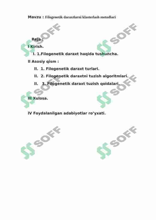 Filogenetik daraxtlarni klasterlash metodlari