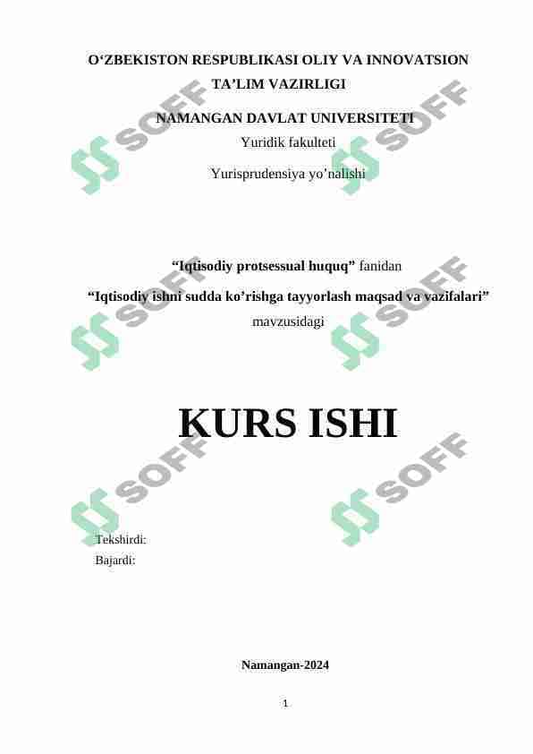 iqtisodiy ishni sudda ko'rishga tayyorlash maqsad va vazifalari
