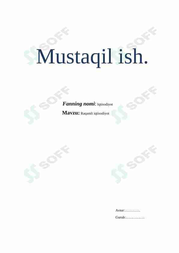 Raqamli iqtisodiyot.
