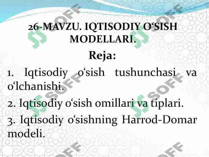 IQTISODIY O'SISH MODELLARI