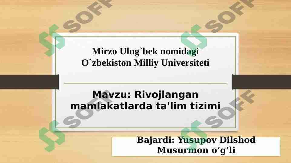 Rivojlangan mamlakatlarda ta'lim tizimi